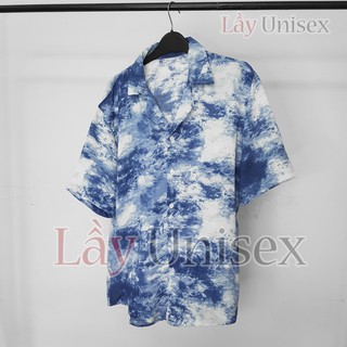 Sơ mi lụa cổ vest màu loang
