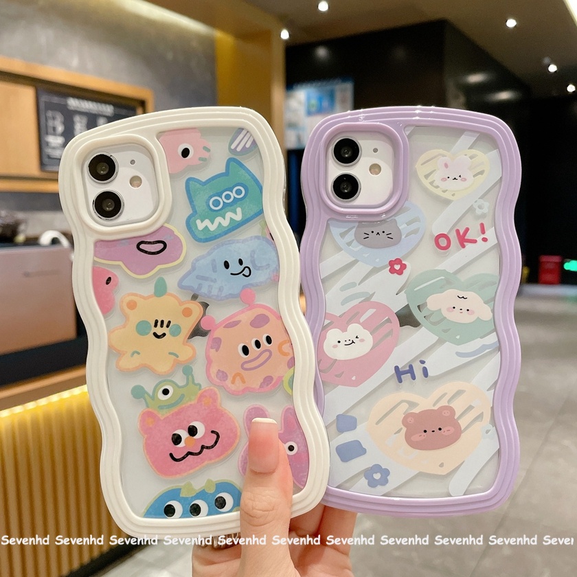 Ốp Điện Thoại Họa Tiết Hoạt Hình Quái Vật Doodle Dễ Thương Cho iPhone 13 12 11 Pro Max SE2020 X XR XS Max 8 7 Plus