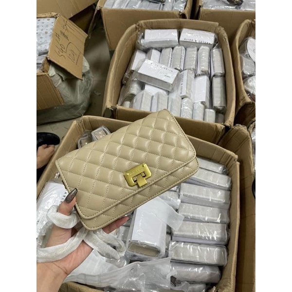 Túi nữ cnk Trần trám khoá gập da mềm Size 20