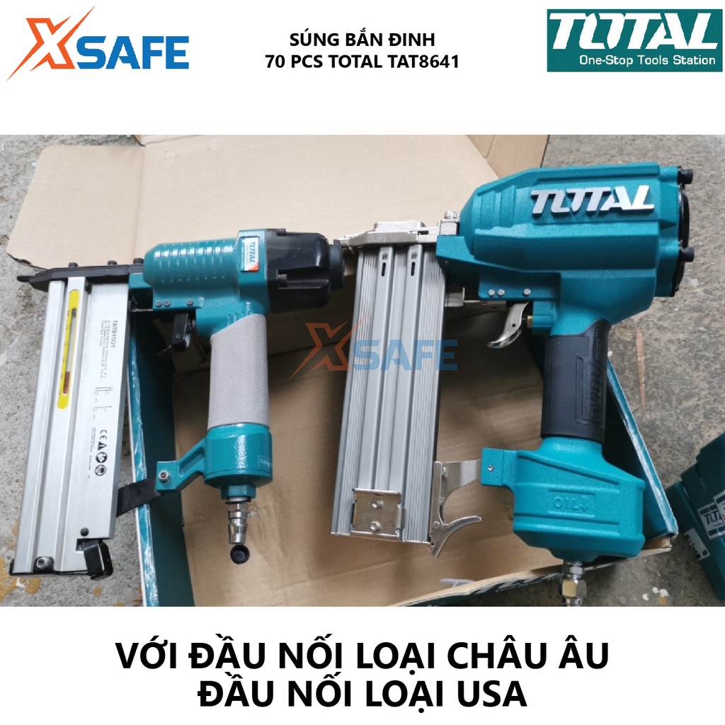 Súng bắn đinh bê tông TOTAL TAT8641 Máy bắn đinh dùng hơi 70pcs Mô tơ mạnh mẽ, tay cầm độ nhám cao chống trơn trượt