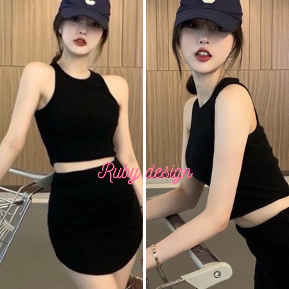 Áo 3 lỗ nữ áo croptop nữ sát nách dáng ôm body vải thun gân co giãn tốt màu đen trắng - Ruby design