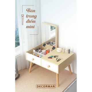 [TẶNG KÈM TUA VÍT] Bàn Trang Điểm Ngồi Bệt Mini DECORMAN gỗ MDF tự nhiên - Hàng Xuất Khẩu
