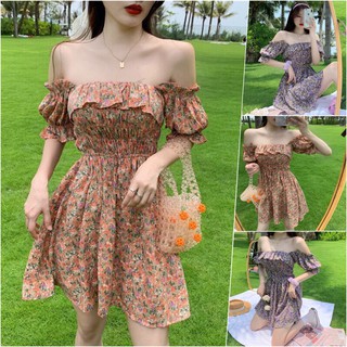 Đầm trễ vai hoa nhí