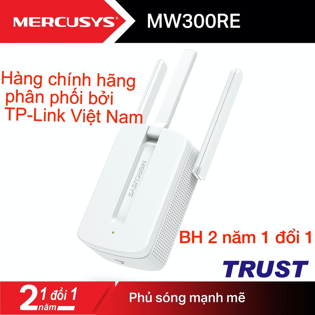 Giá Tốt-Mercusys N 300Mbps Bộ kích sóng WiFi 3 Râu -MW300RE- Hàng chính hãng phân phối bởi TP-Link Việt Nam