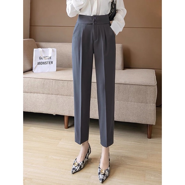 Quần baggy nữ công sở, quần tây ống rộng lưng cao 2 cúc hàng loại 1