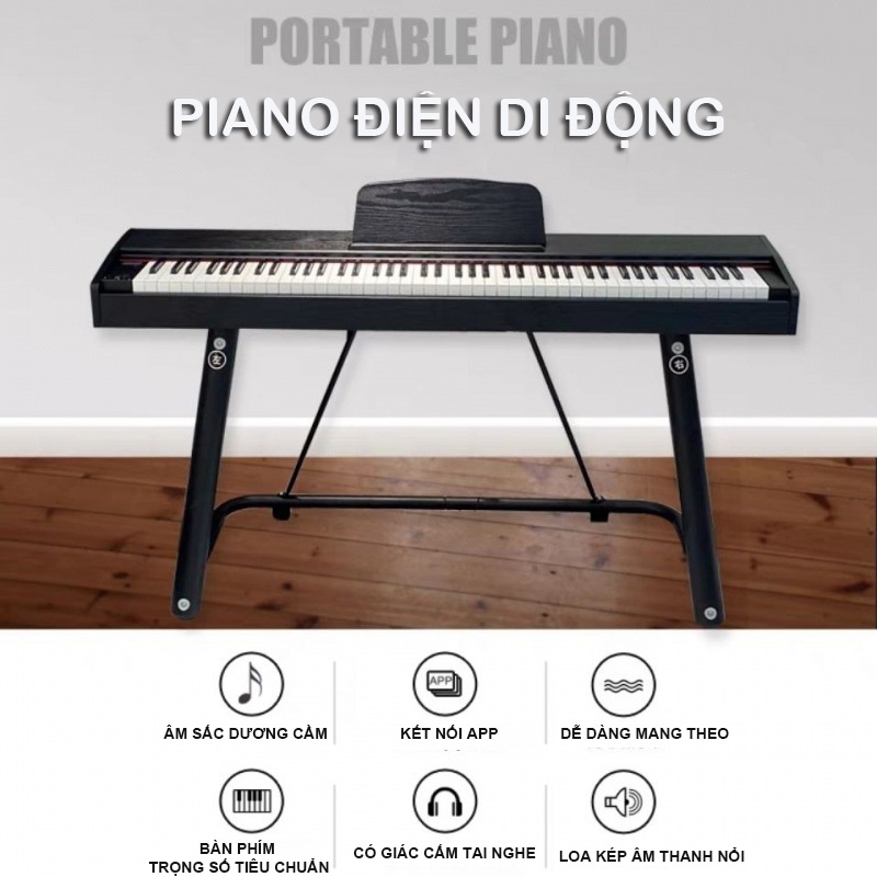 Đàn piano gỗ 88 phím chuẩn âm - đàn organ điện tử Có Pedal nhỏ gọn dễ dàng mang theo - electric piano cao cấp  vt169