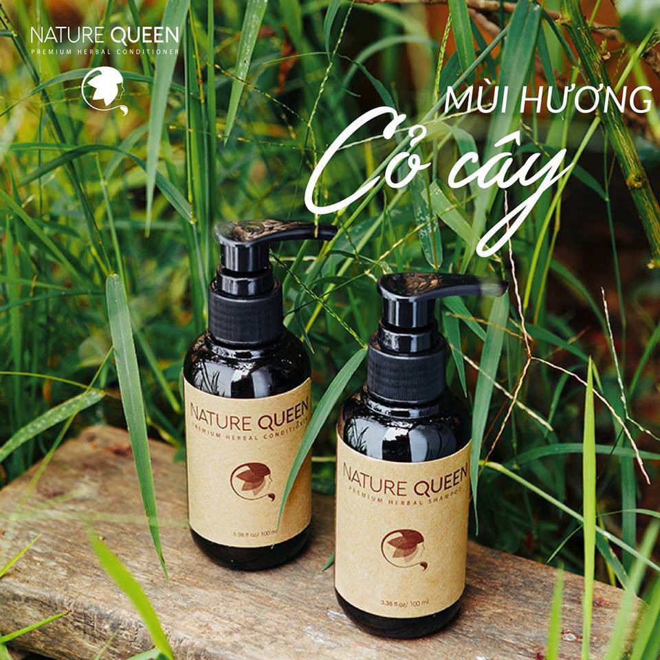 Bộ dầu gội xả thảo dược Nature Queen (Nature Queen Premium herbal shampoo &amp; conditioner) 100ml x2(Bộ)