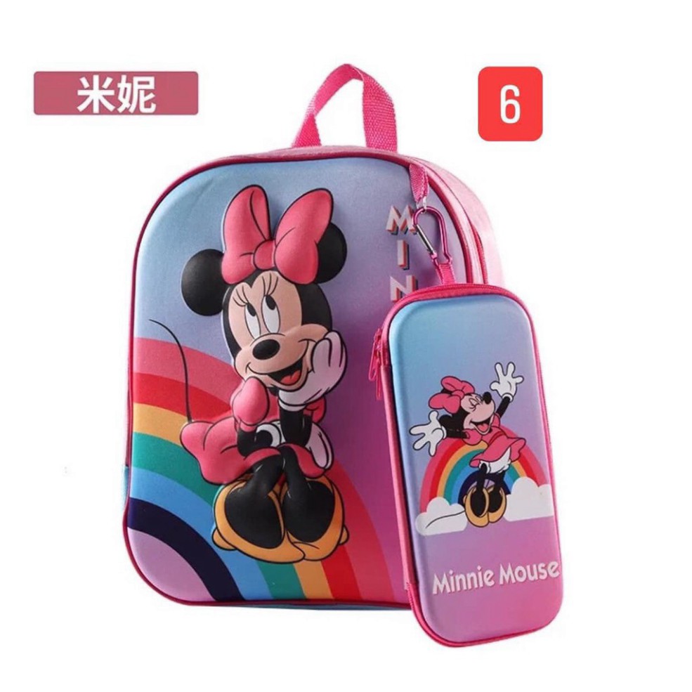 Balo 3d kèm hộp bút cho bé hình các nhân vật hoạt hình Giá Tận Kho