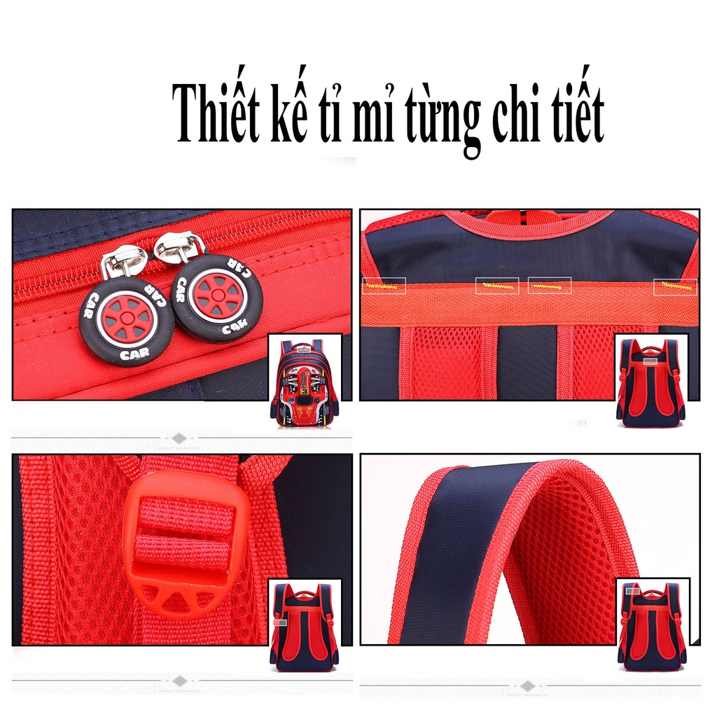 Balo in hình ôtô 3D chống thấm nước chống gù cho bé trai đi học, đi chơi. balo mẫu giáo tiểu học.