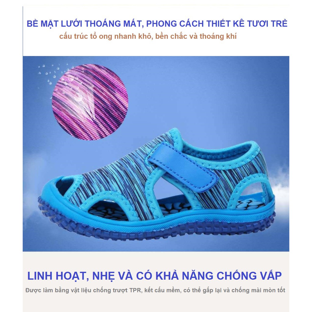 Giày trẻ em nam nữ đi biển mùa hè thoáng mát, kiểu giày sandal thể thao phong cách thời trang LUCKY SHOES VN - H000003