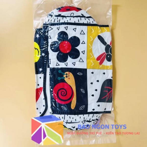 ĐỒ CHƠI THẢM VẬN ĐỘNG TRẮNG ĐEN KÍCH THÍCH THỊ GIÁC KÈM GỐI BÔNG MỀM CHO BÉ SƠ SINH TẬP TRƯỜN, BÒ – BAO NGON TOYS – DV67