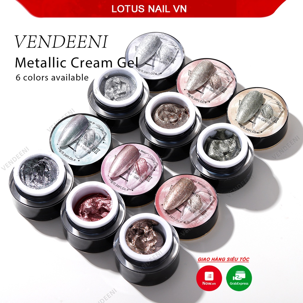 Gel nổi nhũ ánh kim Vendeeni (Metalic Cream) đặc biệt hũ to 10g
