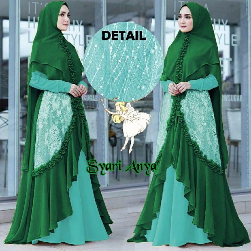 Gamis Syar 'i Gracella Full Ceruty Màu Xanh Dương Nhạt / Tím Nhạt