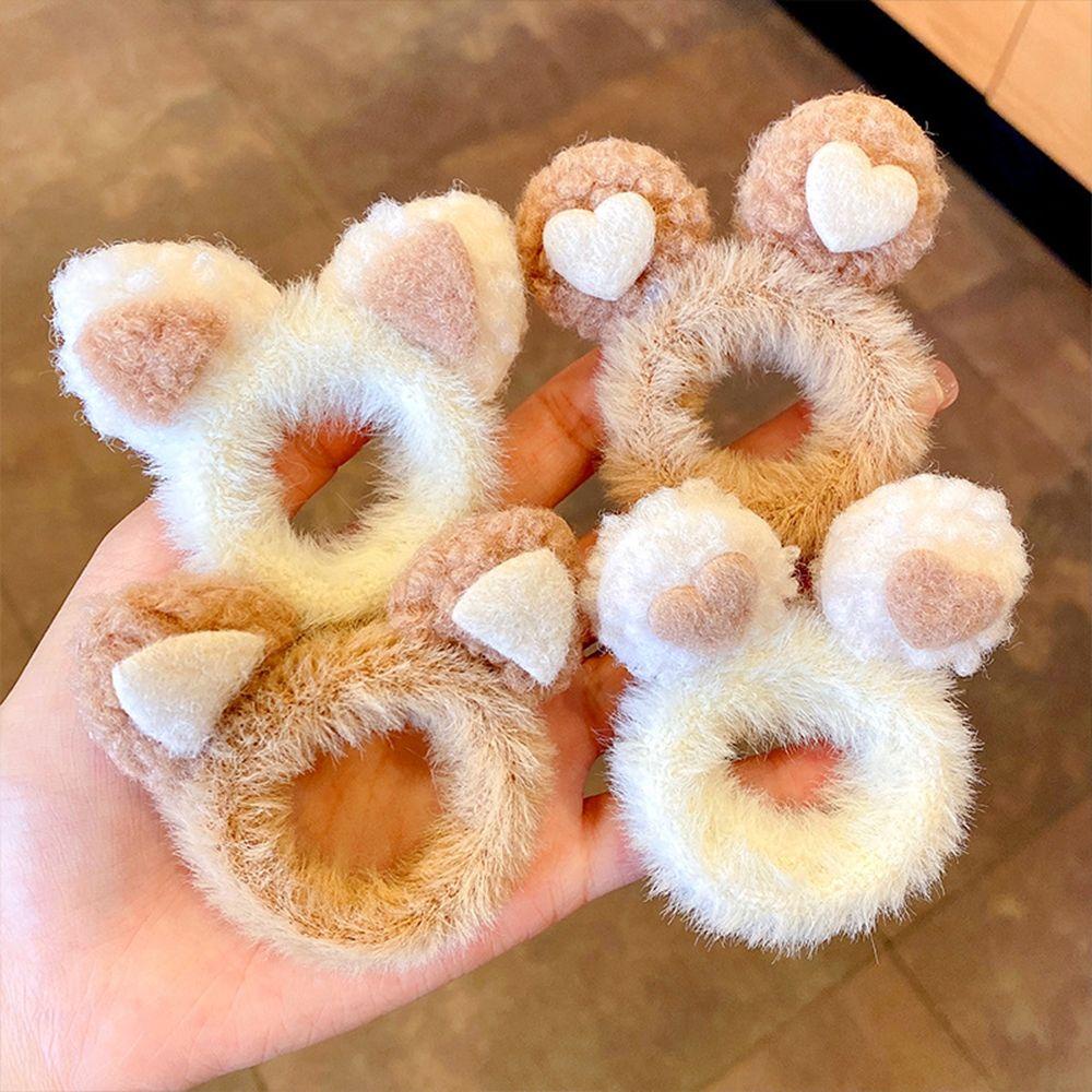 Dây Cột Tóc Scrunchies 15H Phủ Lông Trang Trí Sừng Hươu Dễ Thương Cho Bạn Gái