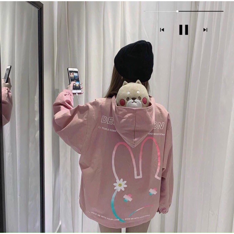ÁO KHOÁT DÙ NAM NỮ 2 lớp IN PHẢN QUANG HÌNH THỈ SAU LƯNG DỂ THƯƠNG CUTE