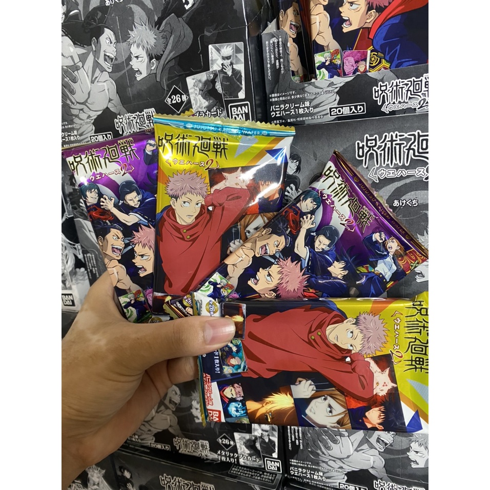 Bánh xốp Wafers sưu tầm thẻ nhân phẩm Jujutsu Kaisen