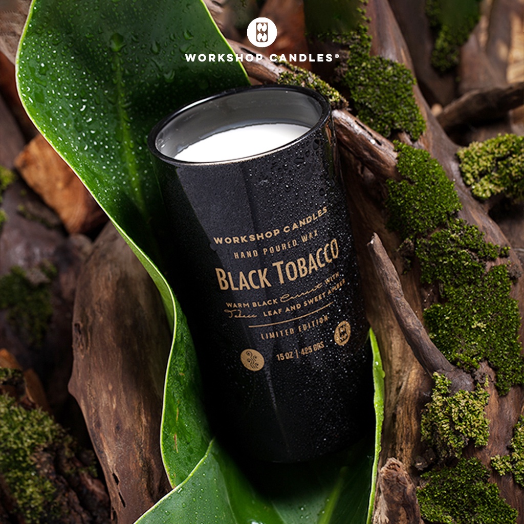 Nến thơm Black Tobacco Workshop Candles H&amp;H Home 15oz hương gỗ cao cấp