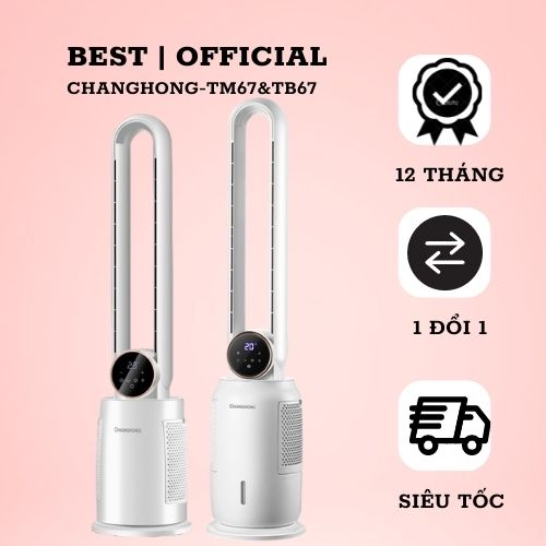 Quạt Không Cánh Lọc Không Khí Làm Mát Bằng Hơi Nước - Khử Trùng UV 5IN1 CHANGHONG -12 Tốc độ Gió-Tạo Ion Âm Kiêm Đèn Ngủ
