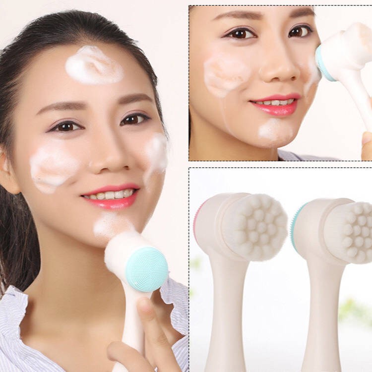 (hàng Mới Về) Cọ Silicone Hai Mặt Dùng Rửa Mặt 3d Hai Cách Sử Dụng Tiện Lợi