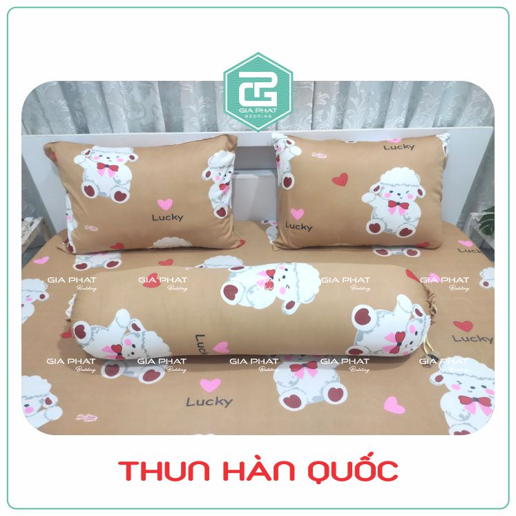 Bộ Ga Gối 4 Món Thun Lạnh Hàn Quốc {4 Món} họa tiết Cá Heo ( 1 ga bọc + 2 vỏ gối nằm + 1 vỏ gối ôm )