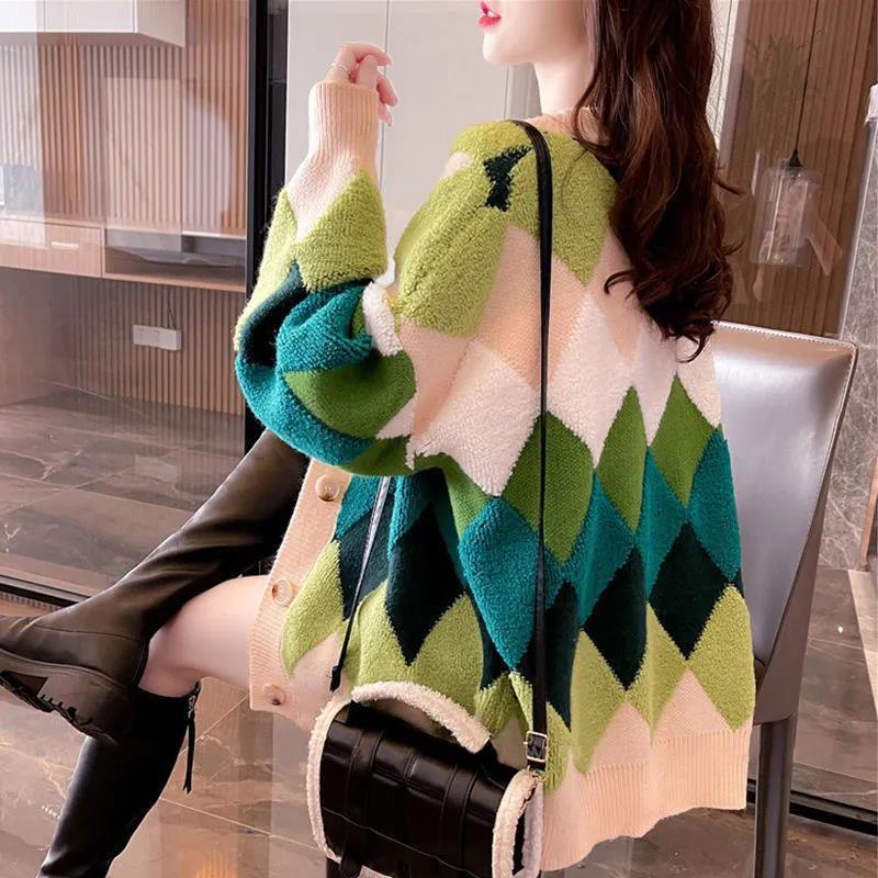 Áo Len Phong Cách Hàn Quốc Mẫu Mới Hot Trên Mạng 2022 Áo Cardigan Dệt Kim Phong Cách Lười Mặc Ngoài Rộng Rãi Cho Nữ