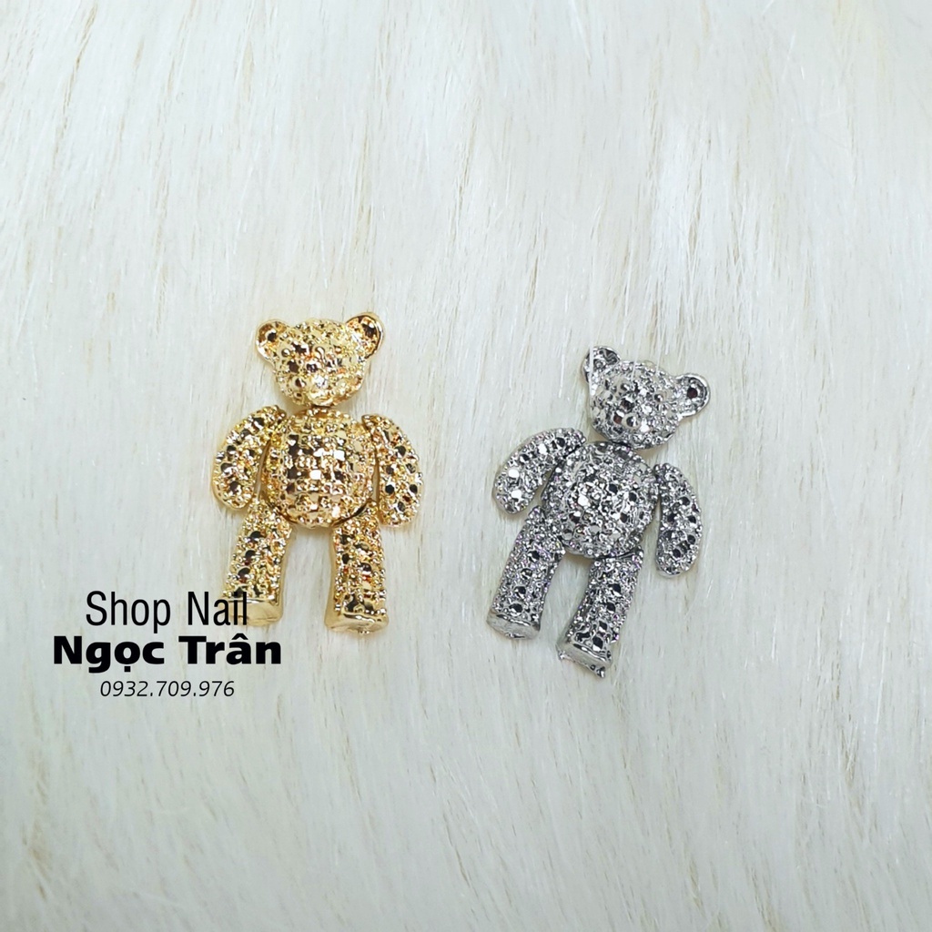[Ảnh thật] Charm gấu chuyển động đính móng