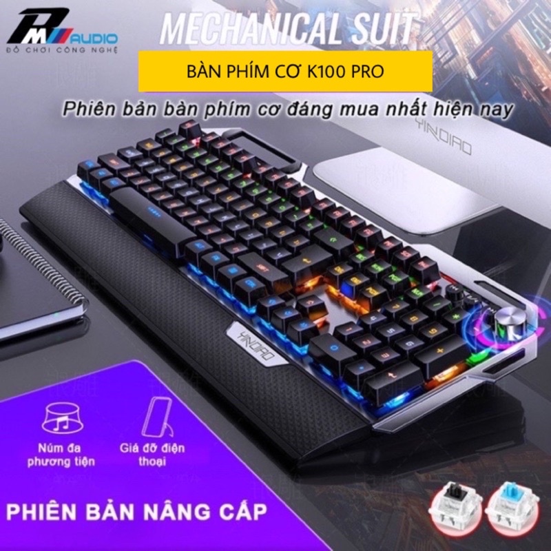 Bàn Phím Cơ Gaming K100 VÀ K100Pro Kèm Chuột Chơi Game G15 LED RGB 12 Chế Độ Bảo Hành Lỗi 1 Đổi 1