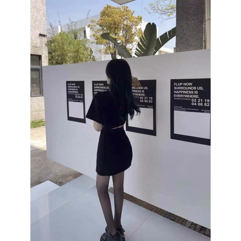 Váy AD1 Cổ Trắng Hở Lưng Chất Vải Mềm Mịn Không Nhăn Váy Hottrend Wild.Goute SP001116