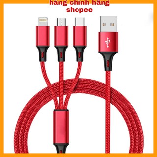 Cáp sạc 3 đầu cáp sạc 3 trong 1 Type C+micro+lightning