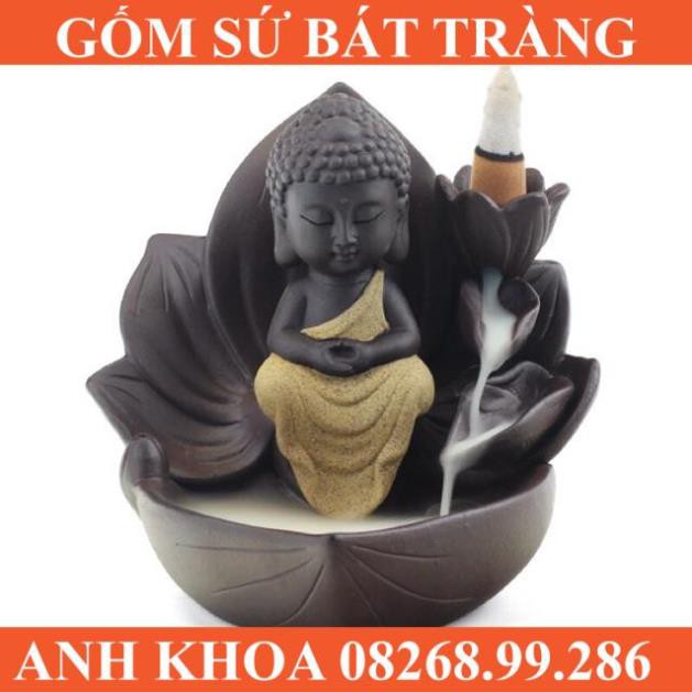 Tượng Phật thiền trên toà sen - Gốm sứ Bát Tràng Anh Khoa