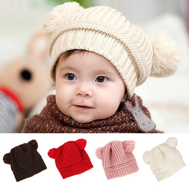 Mũ Len Beanie Mềm Mại Giữ Ấm Cho Trẻ Sơ Sinh