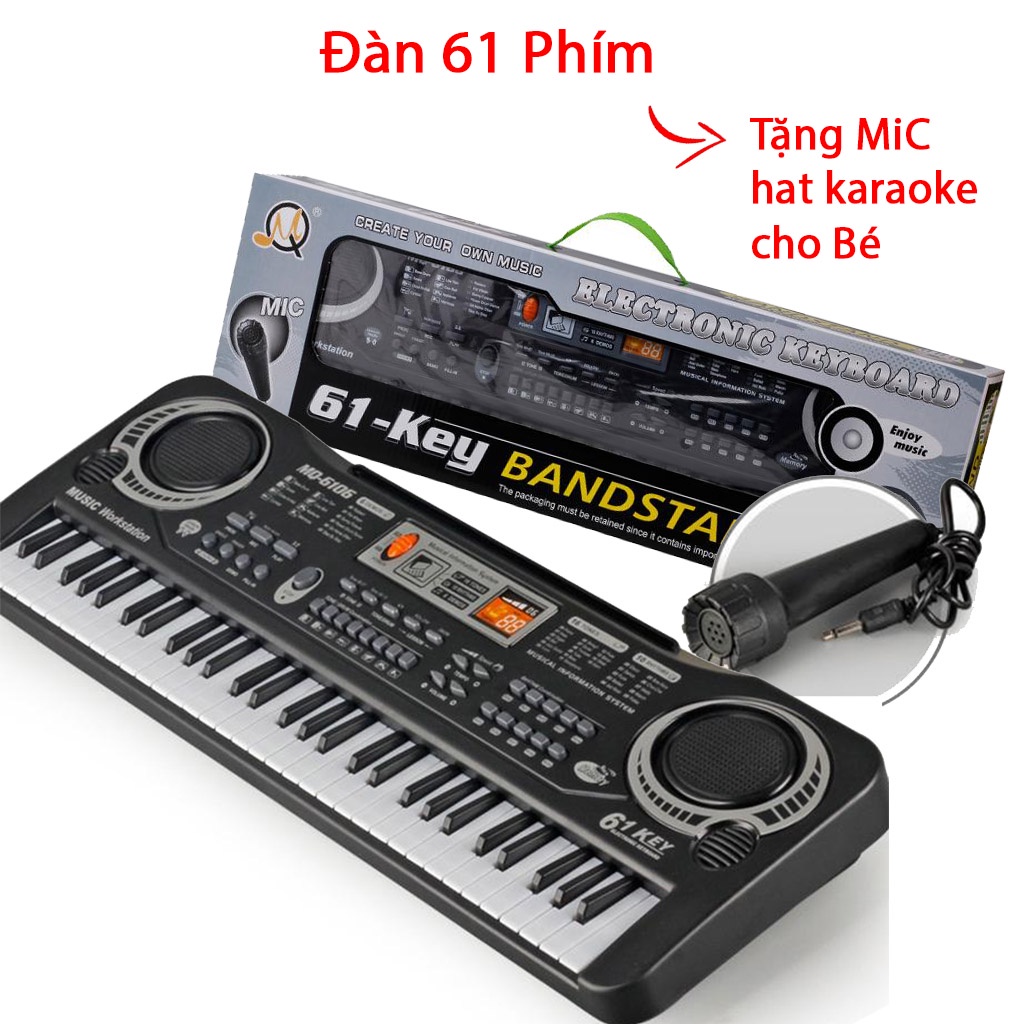 đàn piano,Đàn organ cho bé 61phím Tặng MiC hát karaoke siêu ngầu xử dụng pin hoặc cắm điện trực tiếp sử dụng nhiều lần
