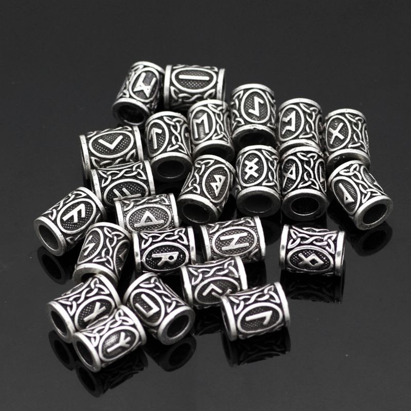 Bộ 24 Hạt Kim Loại Dùng Làm Trang Sức Diy Phong Cách Viking Rune