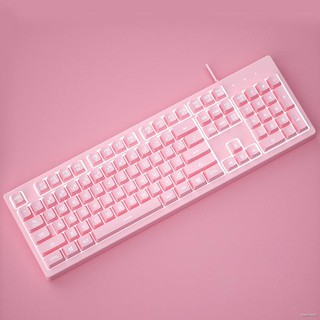 ☫◇❆Màu Hồng Thời Trang Cô Gái Trái Tim Đèn Nền Dễ Thương Bàn Phím Chơi Game Bàn Phím Cơ Khí Cảm Giác Kim Loại USB Có Dây
