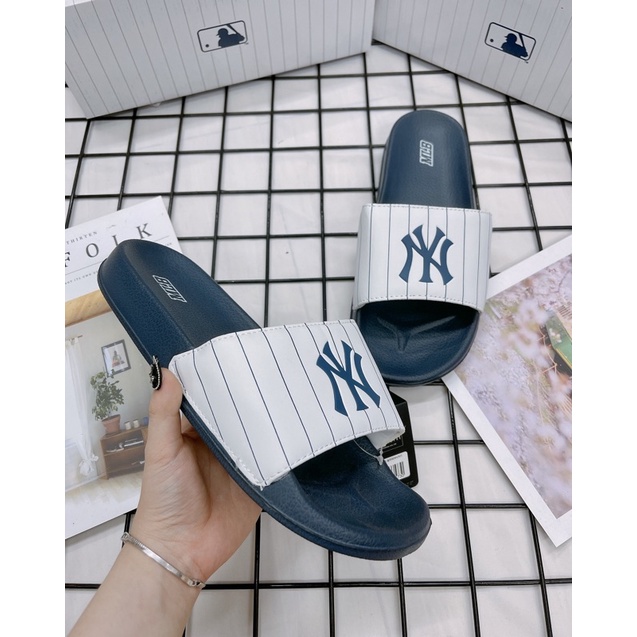 [CHÍNH HÃNG] DÉP MLB NỘI ĐỊA HÀN SỌC NAVY LOGO NY  - MLB CHÍNH HÃNG UNISEX NAM NỮ (HÀNG CÓ SẴN) - CÓ BILL MUA HÀNG