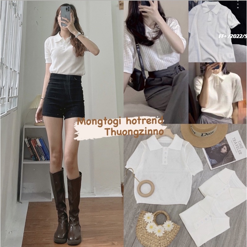 [Ảnh thật/Video] Áo phông Dingg croptop có cổ Montogi chất đẹp phong cách hàn Quốc