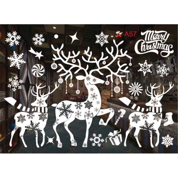Decal Hít Tĩnh Điện 2 Mặt Trang Trí Noel - Noel trắng nhiều mẫu đặc sắc
