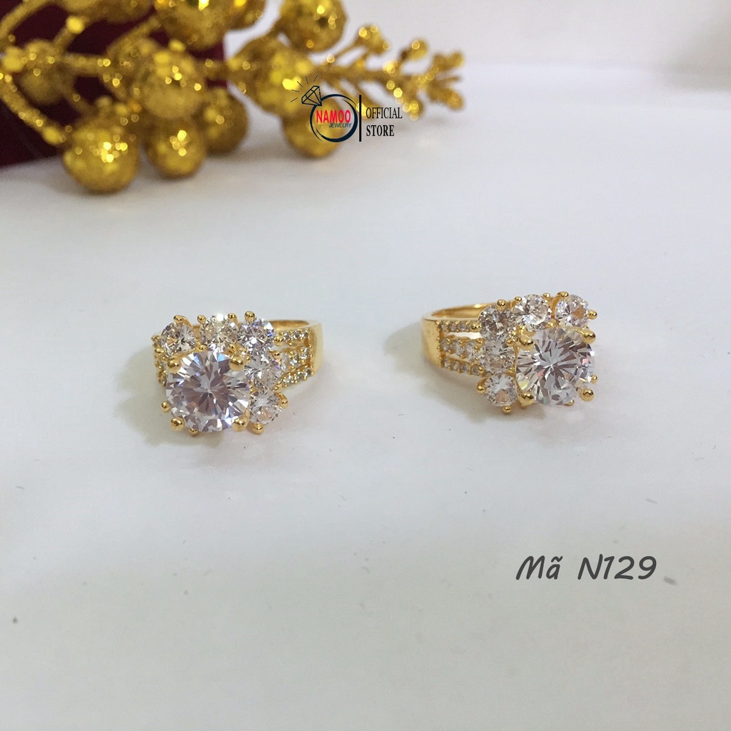 Nhẫn Nữ Đính Đá N129 Bản Hoa Ổ Cao