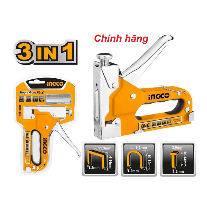 ĐỒ NGHỀ INGCO Dụng cụ bấm đinh ghim 3 in 1 (có điều chỉnh tăng lực) HSG1405 (Cam kết Chính Hãng 100%)