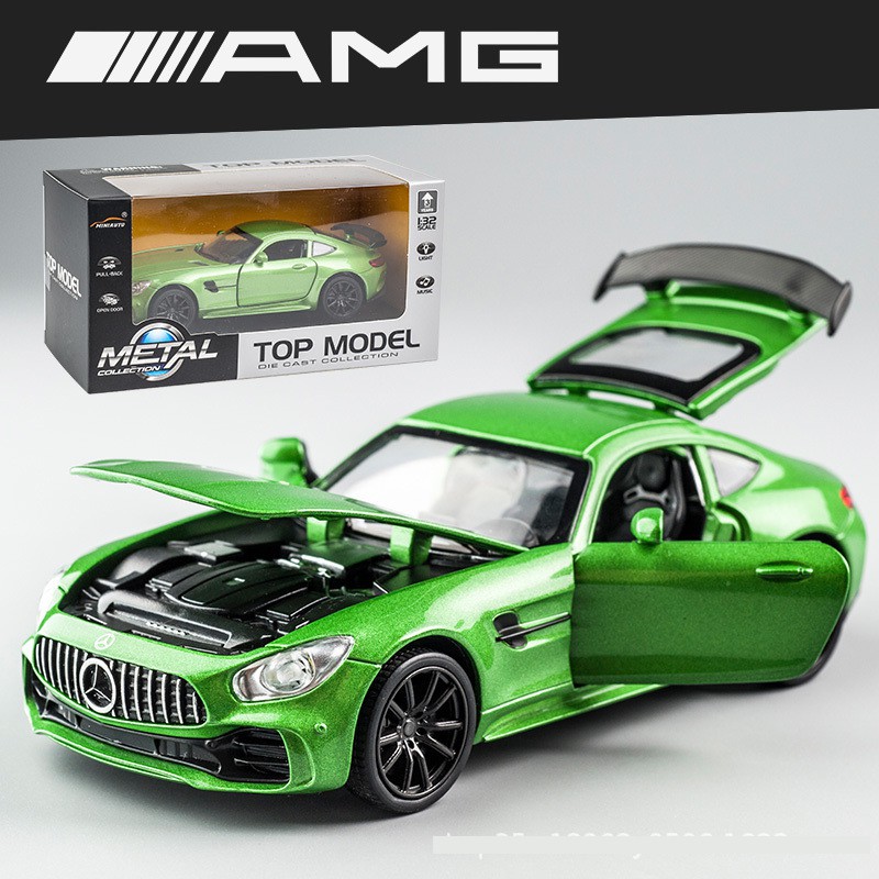 Xe mô hình Mercedes AMG GTR 1:32 hãng Miniauto khung kim loại, có đế trưng bày