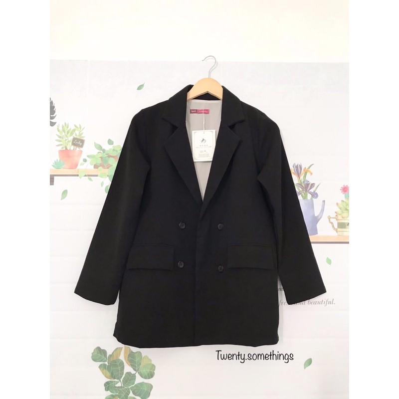 ÁO BLAZER ĐEN 2 LỚP ULZZANG HÀN QUỐC (ảnh thật/sẵn/có video) NoBrandtuyết mưa