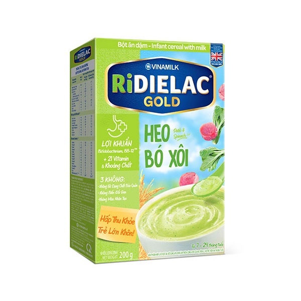 BỘT ĂN DẶM RIDIELAC GOLD HEO BÓ XÔI - HỘP GIẤY 200G