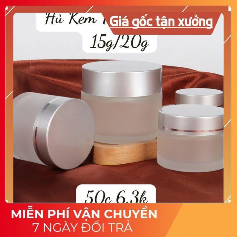 Hủ Đựng Kem ❤ GIÁ TỐT NHẤT ❤ [15g,20g,30g,50g] Hủ Chiết Mỹ Phẩm Thủy Tinh Nắp Bạc , phụ kiện du lịch