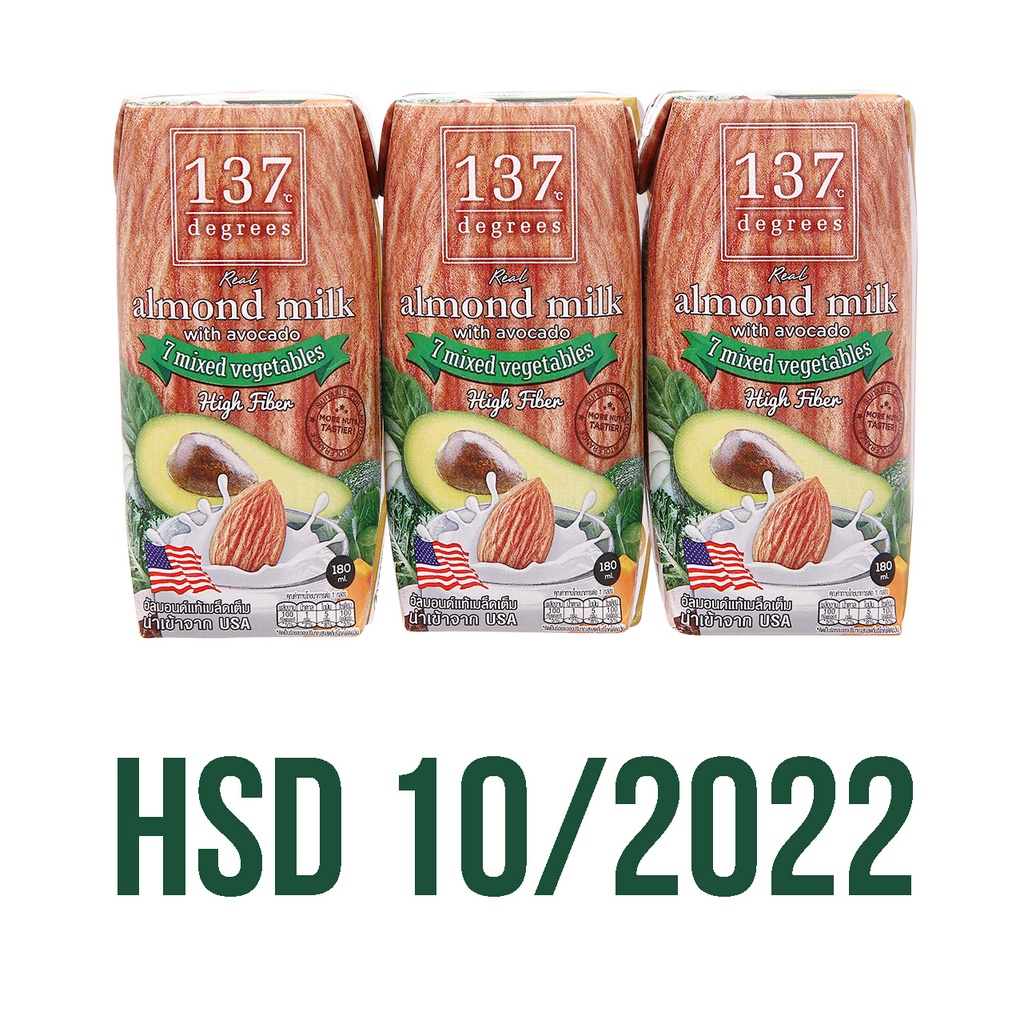 SALE Date Gần Sữa Hạt nguyên chất 137 Degrees - Lốc 3 Hộp 180ml