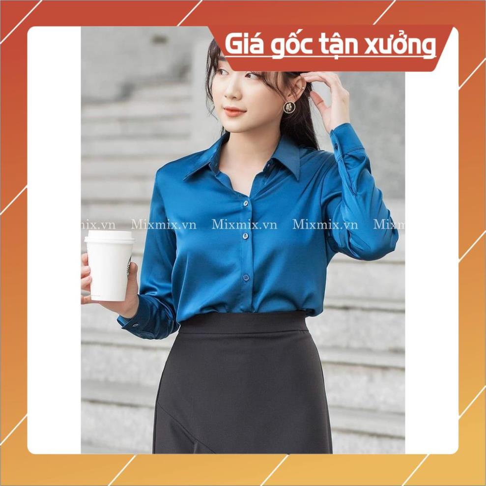 [Chất lượng số 1] Áo sơ mi nữ công sở cao cấp kiểu Hàn Quốc trơn tay dài màu Trắng+ Đen +Xám+ Xanh+Nâu GLORIA SHOP SM-02 | BigBuy360 - bigbuy360.vn