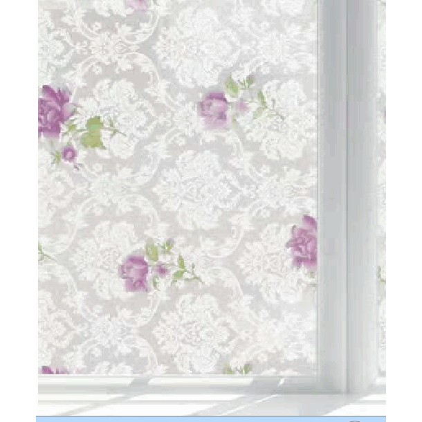 Decal dán kính hoa hồng tím khổ rộng 45cm