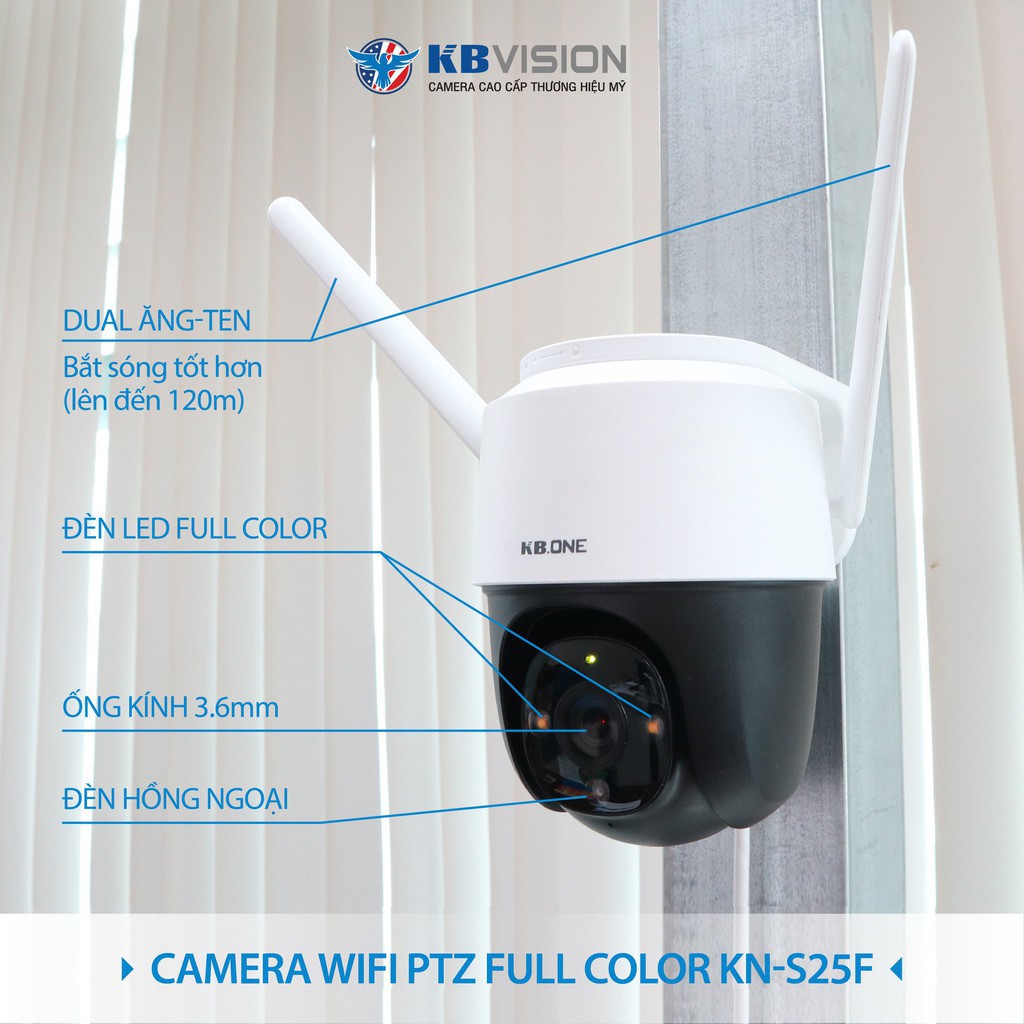 KN-S25F Camera IP WiFi 2.0Mp KBONE PTZ Speed Dome Full Color - Chính Hãng, Bảo Hành 2 Năm