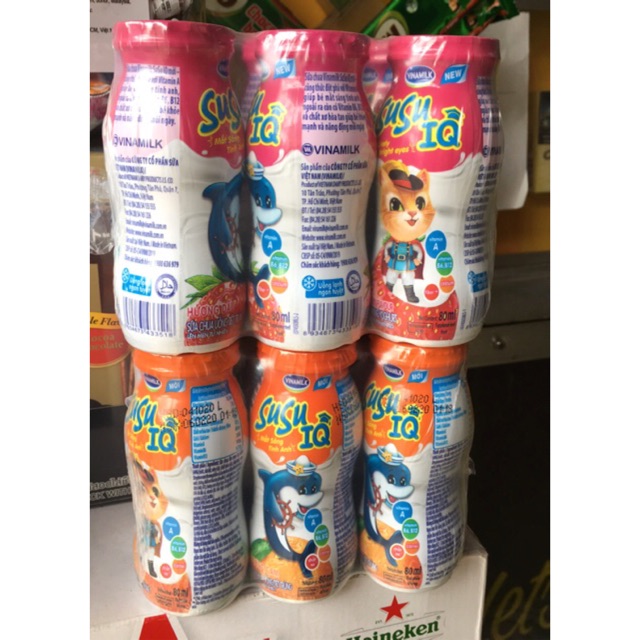 Sữa Chua Uống Susu Cam/Dâu/Táo Nho vỉ 6 lọ x80ml