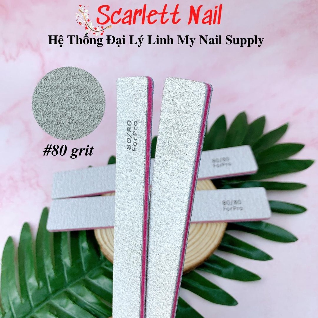 Dũa Móng Nail For Pro Xám Lõi Hồng Độ Nhám 80/80 - Dũa Móng Phá Gel Phá Bột