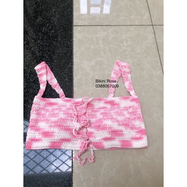 ÁO LEN MÓC HANDMADE MÀU HỒNG LOANG